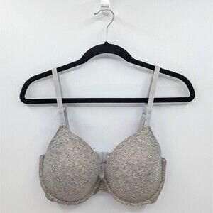 Victoria's Secret PINK Bra 34DD Gray Heather T-shirt Lightly Lined-READ